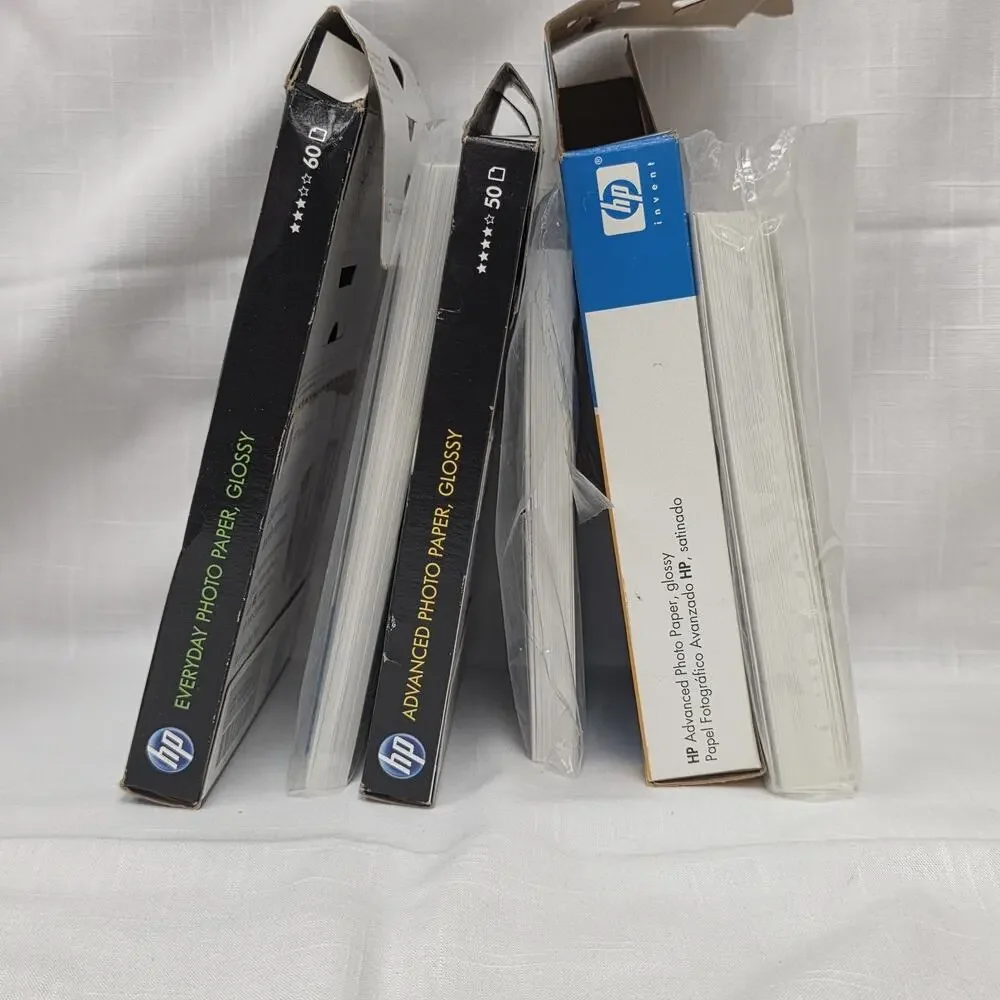 Lot of 3 HP Glossy Inkjet Photo Paper Packs 4x6 5x7 Mostly Full Open Boxes